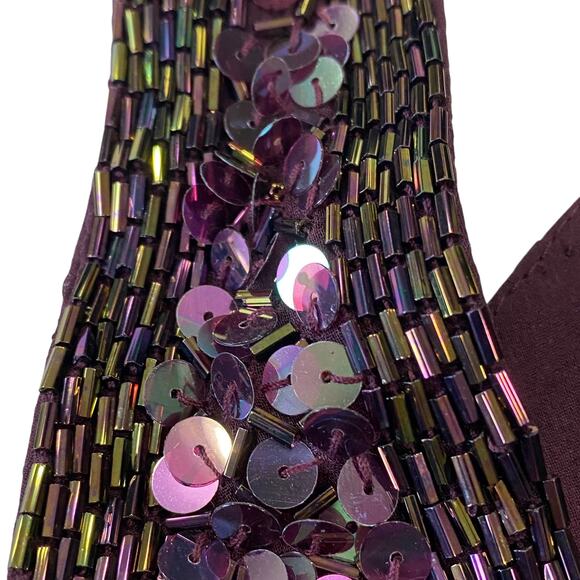 Black Tie Oleg Cassini VINTAGE Sequin SILK Cocktail Tank Dress Size 8 NEW - Picture 6 of 12